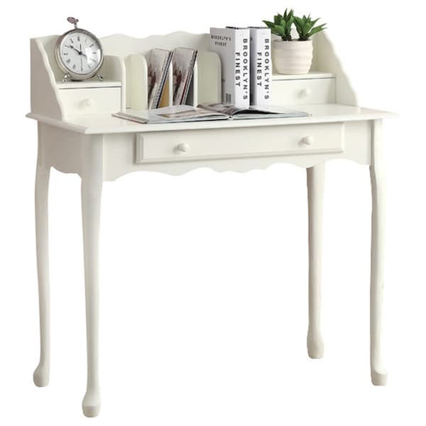 Computer Desk, Home Office, Laptop, Storage Drawers, 36"L, Work, Wood, White, Traditional